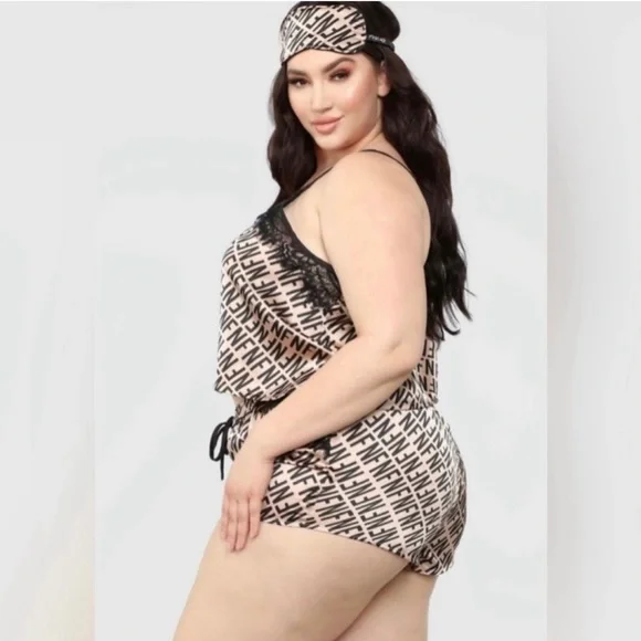 FASHION NOVA Pajama 3 Piece Set Satin Cami & Shorts Plus Size 3X fits 22/24 NWT - Picture 2 of 6